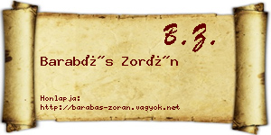 Barabás Zorán névjegykártya